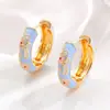Pendientes de estilo chino retro con forma de círculo y hebilla, con flores coloridas y gotas de aceite, del sudeste asiático, para mujer.
