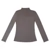 Camada base sexy de alta qualidade para o início do outono, em malha, gola semidecotada, pulôver, camiseta de manga comprida, top base fino feminino