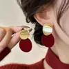 Pendientes de Terciopelo de Color Rojo Contrastante Ankora, Versátiles y Únicos, con un Toque de Lujo y Elegancia, Pendientes de Nuevo Estilo 2025