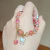 Nueva Pulsera Dulce Sanrio Ice-Through Regalo Transmisión en Vivo Abalorio Degradado Dibujos Animados Bicolor Pulsera de Cristal para Mujer