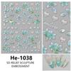 Redanco Nuevos Stickers para Uñas 5D en Relieve Estilo Ins Flor Ligera Adhesivos Estéreo para Uñas He-1034