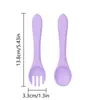Cuchara para bebé totalmente de silicona, juego de cucharas para bebé para aprender a comer, utensilios de alimentación moldeados de una sola pieza de silicona, cuchara y tenedor