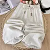 Con Cordón en la Cintura Verano Transpirables de Secado Rápido Pantalones de Pierna Recta Tallas Grandes Elásticos de Cintura Alta Diseño Retro Caída Pantalones Casuales Mujer