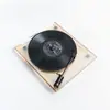 Fonógrafo Retro Minimalista Moderno de Ceniza y Cristal Modelo Decorativo de Disco de Vinilo para Escritorio Adorno de Interior de Habitación