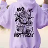 Sudadera con capucha casual para mujer, estampado de vaca de dibujos animados con letras, doble cara