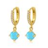 Brincos Geométricos de Agulha de Prata INS de Luxo Leve S925 Conjunto de Brincos Franceses Celi Azul Redondo Folha de Gota de Água Feminina