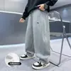 Calça de Fleece Larga com Desenhos para Meninos Outono e Inverno 2025 Novo Estilo Roupas de Inverno para Crianças Grandes Calças Retas com Fleece Integrado Atacado Tendência