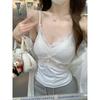 Blusa fina microtransparente de cuello en V de Tencel con protección solar, camiseta de manga larga para mujer, top de primavera con almohadilla en el pecho, camisola, dos piezas