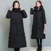 Casaco de Algodão Espesso Estilo Retrô para Mulheres 2026 Inverno Novo Estilo Étnico Casaco Solto de Algodão Jaqueta Longa Acima do Joelho de Algodão