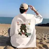 Camiseta Masculina de Algodão Puro para Jovens, Manga Curta, Verão, Solta, Manga Meia-Manga para Alunos do Ensino Fundamental e Médio, Top Bonito de Manga Três Quartos
