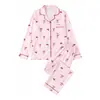 Europa Transfronteriza Comercio Exterior Temporada Primavera/Otoño 2026 Pijamas Mujer Temporada Primavera/Otoño Manga Larga Lazo Ropa de Casa Venta Directa de Fábrica