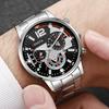Reloj Popular para Hombre Transfronterizo Joyería de Cruz Set de 4 Piezas Reloj con Correa de Acero Tendencia de Moda para Hombre Calendario Reloj de Cuarzo