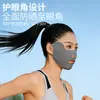 Mascarilla de Protección Solar para Mujer con Boca Abierta para Respirar, Protección UV, Transpirable, Fresca Mascarilla Facial de Seda Helada para Correr y Ciclismo en Verano