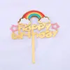 Decoración para pastel de acrílico feliz cumpleaños enchufe Dorado Plateado Adornos cuadrados para decoración de coche feliz cumpleaños