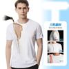 Ropa Nueva de Verano Impermeable y Antifouling Blanca Pequeña Camiseta Cuello Redondo Manga Corta Ropa de Trabajo Personalizada Color Puro Segunda Generación Camiseta de Algodón Mercerizado
