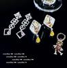 Pendientes Huguang Shuying Amarillo Ganso Espiga de Trigo Joya LULU Chapado Color Oro 18K Tesoro Circonita Incrustada con Pendientes de Gota de Agua Copo de Nieve