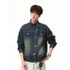 Nueva Chaqueta de Mezclilla Desestructurada Personalizada Lavada Vintage para Hombre Otoño/Invierno 2026, Abrigo de Mezclilla de Cuello Alto Diagonal de Nicho, de Moda