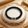 Nueva Joyería Transfronteriza Acero Inoxidable Cierre Magnético Ojo de Tigre Pulsera de Cuentas Piedra Volcánica Pulsera de Piedra Natural Pulsera de Pareja