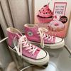 Zapatos de Lona de Caña Alta para Estudiantes Nuevos de Primavera y Verano 2022, Combinación Perfecta, Polvo Sao Fantasía, Zapatos de Skate, Fotografía Callejera Harajuku para Mujeres