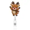 Porta-Crachá Retrátil de Acrílico Brilhante com Diamante Desenho Animado de Natal Cordão Porta-Crachá de Identificação de Trabalho de Feriado Manga para Crachá de Identificação de Enfermeira