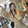 Moletom curto casual coreano Dongdaemun liso fofo com cordão, top de inverno solto e modelador para mulheres 19340