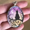 Colgante de Gato Noche Estrellada de Color Otoñal de Resina de Comercio Exterior, Joyería Única de Vidrio Pintada a Mano, Regalo de Halloween