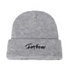 Gorro de Otoño e Invierno para Hombre y Mujer de Lana Tejida sin Pompón Bordado con Letra Gorro de Punto Cálido Moda Coreana Gorro de Moda
