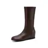 Edición Temperamento~Estilo Británico Versátil Botas con Tacón Oculto de 4 cm Adelgazantes Paleta de Colores Adelgazantes Retro Botas de Media Caña
