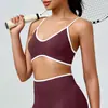 Ropa interior europea y americana de color contrastante y espalda bonita, Sujetador deportivo de alta elasticidad y amigable con la piel, Top sin mangas de secado rápido para correr al aire libre y yoga con cuello en U
