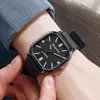 Novo Relógio Shangmei Quadrado Transfronteiriço Caixa de Liga de Alumínio Pulseira de Silicone Estilo Meio do Século Relógio Eletrônico Quartzo Unissex