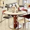Mesa Redonda Redonda para Comedor de Apartamento Pequeño, Estilo Retro Francés, Mesa de Comedor Doméstica de Pizarra de Madera Maciza, Mesa Redonda Berg, Mesa de Comedor Estilo Mediados de Siglo, Modelo Nuevo