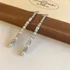 Deja que Brille con los Pendientes de Abrigo de Zhao Lusi, Pendientes Largos de Perlas con Borla Totalmente Diamantados de Diseño Inspirado en Chanel