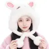 Bonito sombrero de felpa con orejas de conejo para mujer, sombrero de invierno cálido que cubre las orejas, engrosado para clima frío, dulce y elegante, hace que la cara se vea más pequeña