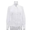 Camisa Blanca Estilo Francés para Mujer, Diseño de Nicho para Primavera y Otoño, Cuello de Solapa, Camisa de Punto de Manga Larga, Moderna y Versátil para el Trabajo
