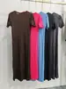 Vestido de Verano 2026 Estilo Nuevo Cuello en V Color Sólido Holgado Sencillo Moda Elegante Versátil Adelgazante Línea A Vestido Adelgazante Miyake
