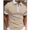 Ropa de Hombre Transfronteriza de Exportación Europea y Americana 2025 Camiseta Polo de Manga Corta con Cremallera Estampada en 3D para Hombre Color Puro Envío Gratis