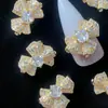 Adornos de Circonia de Uñas de Alta Gama Lazo de Falda Corbata de Lazo Fluyente 3D Cobre Súper Brillante Incrustado con Circonia Accesorios de Uñas Portátiles Diamantes