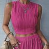 Verão Europeu e Americano Comércio Exterior Cor Sólida Tricotado Curto Top Cropped Slim Fit Gola Redonda Roupa Exterior Colete Pg670