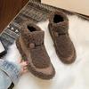 Sapatos de Algodão de Inverno Botas de Cano Curto Quentes e Espessadas Femininas Novas 2022 Versátil Lã de Cordeiro Sapatos Teddy Sapatos de Lã Mao Tendência Roupa Externa