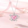 Collar original Love Planet para mujer, plata de ley 925, cadena de clavícula con circonita rosa Dream Love, estilo nicho de alta gama.
