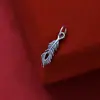 Colgante de pluma de pavo real de plata pura S925 charm de alas de ángel accesorio hecho a mano DIY para pulseras y collares
