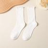 En stock Calcetines Nuevos de Primavera y Otoño con Lazo Marrón Doble Aguja Oreja Calcetines Medios para Mujer Calcetines Sueltos Dulces con Lazo Mori Calcetines de Algodón