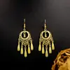 Pendientes de Borla y Cascabel Europeos y Americanos, Colgantes de Hoja Bohemios, Pendientes de Zona de Mercado Nocturno, Pendientes de Estilo Étnico de Pavo Real para Mujer