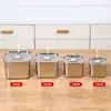 Cuenco Cuadrado de Acero Inoxidable para Mermelada, Cuenco Comercial para Hornear Ingredientes de Té con Leche, Frasco Cuadrado Espesado para Condimentos con Tapa para Cocina Casera