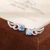 Brincos Coração do Oceano em Prata de Lei S925, Brincos de Diamante Azul para Mulheres, Estilo de Luxo Leve, Design de Nicho Exquisito