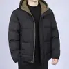 Nueva chaqueta de algodón con capucha engrosada de otoño e invierno para hombre, abrigo de algodón cálido casual de corte holgado, talla grande con capucha