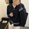 Diseño de cuello alto estilo coreano, suéter de punto con doble cremallera, nueva moda para mujer, abrigo tipo suéter de punto trenzado, cárdigan de otoño/invierno para mujer