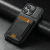Funda de teléfono con soporte adecuada para Apple 18Promax, Funda de cuero con tarjetero y banda elástica de cera de aceite para Samsung S26Ultra