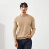 Suéter Base Tricot 100% Cashmere Gola Redonda Outono e Inverno para Homens, Corte Solto, Tamanho Grande, Suéter Pulôver Versátil de Cor Sólida