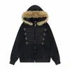 Moletom com zíper moda Amazon transfronteiriço tendência streetwear gola de pele vintage solto hip-hop high street